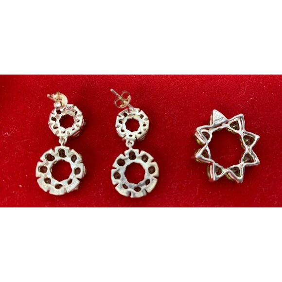Sterling Silver 925 Peridot Gemstone Earrings & Pendant Set EUC - Picture 8 of 8